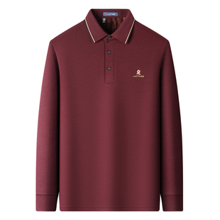 [羊毛蚕丝/加绒加厚]梦特娇冬季男士羊毛polo衫长袖翻领T恤保暖J