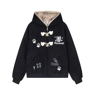 EUEH麂皮毛领外套女座山雕卫衣