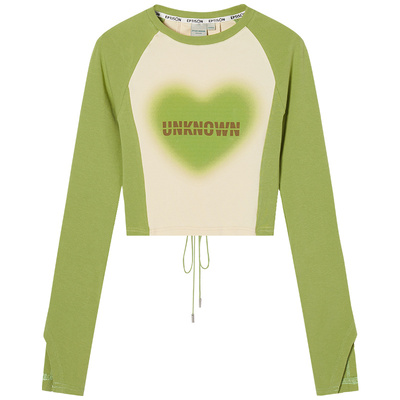 Eptison插肩袖短款印花长袖