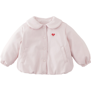 马克珍妮女童甜酷花苞软皮衣 宝宝夹棉外套2025年秋冬新款551839