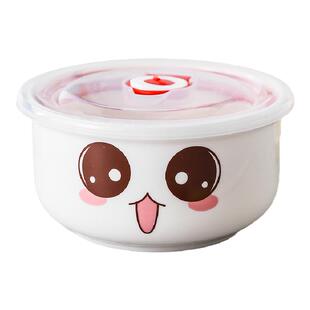 卡通保鲜碗带盖便当盒上班族饭盒微波炉专用陶瓷碗冰箱密封泡面碗