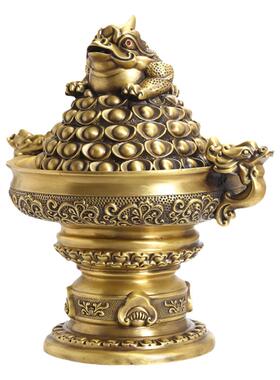 铜聚宝盆摆件金蟾玄关桌面工艺品