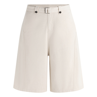 Navigare意大利小帆船春夏季新款纯棉高腰宽松女士五分休闲中裤子