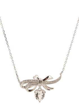 精致蝴蝶结吊坠项链女轻奢小众设计感白水爱心锁骨链冷淡风毛衣链