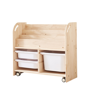 儿童书架家用置物架实木阅读绘本架图书简易书架幼儿园收纳柜书柜