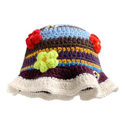 olavoce彩色小花钩针编织渔夫帽