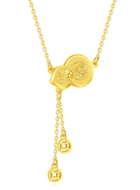 S925纯银葫芦钱币项链国风锁骨链