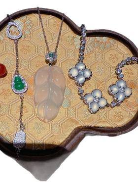 珠宝马料白玉髓金枝玉叶冰种树叶吊坠项链 新中式 绿玉髓葫芦手链