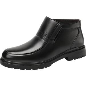 金猴棉鞋男款冬季新款保暖加绒男靴真皮商务休闲套脚爸爸棉靴皮靴