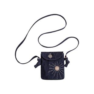 马登工装 美式复古刺绣丹宁斜挎包印第安民族风牛仔布手机包男女