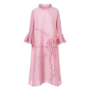 五一参加宴会中年妈妈装礼服红色连衣裙新款洋气大码喜婆婆婚宴装