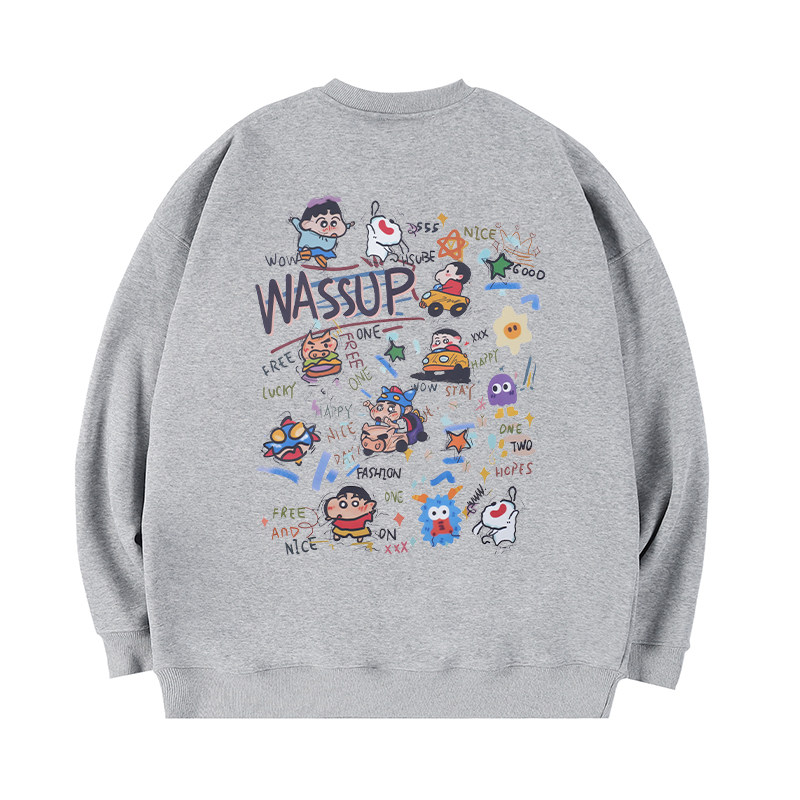 WASSUP潮牌卡通小新加绒卫衣男女