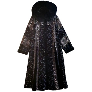 海宁皮草貂毛妈妈大衣女复古皮袄真皮高端狐狸毛领鹿皮阔太太外套