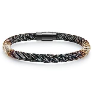 土耳其纯银手镯男士足银手工编织渐变小众设计师款女生银镯子礼物