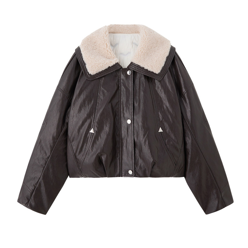 PU皮羽绒服女短款2025冬季新款