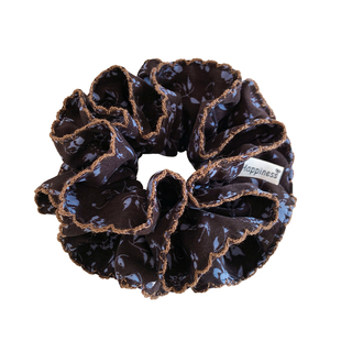 慵懒风黑色碎花韩系双层大肠发圈女气质复古头饰扎头发丸子头发绳