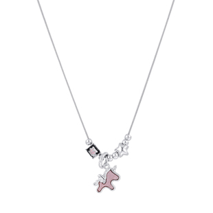 粉色小马项链女五角星星吊坠钛钢毛衣链轻奢高级感锁骨链秋冬配饰