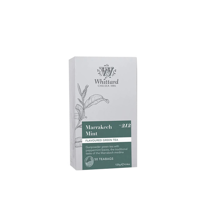 英国进口Whittard马拉喀什薄荷绿茶叶50包袋泡茶英式茶裸茶包促销