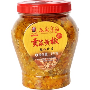毛家饭店食品汤妈妈黄贡椒贡菜黄椒剁辣椒酱特辣湖南特产1000g