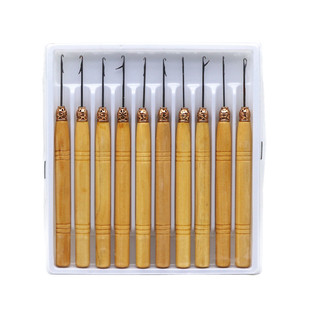 理发店接发驳发专用木把钩针发廊假发钩针美发工具配合扣子钳子