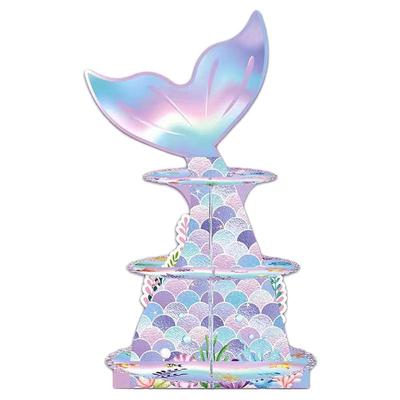 派对三层蛋糕架子美人鱼甜品台装饰摆件海洋主题party furnishing