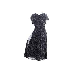 Tiaclasse小仓优子同款可水洗喇叭袖图案连衣裙女ONWARD