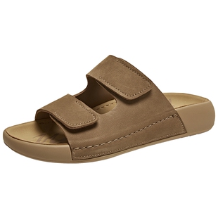 商场同款百田森厚底拖鞋男士2025新款牛皮勃肯休闲拖鞋男鞋外穿