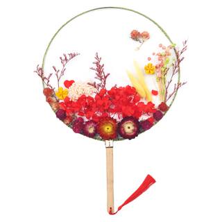 手工团扇diy材料包干花永生花古风空扇长柄扇子中秋节