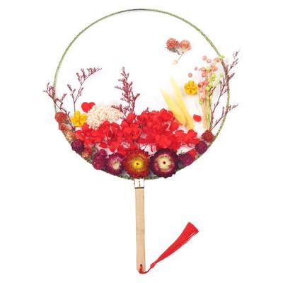 手工团扇材料包空白永生花端午节