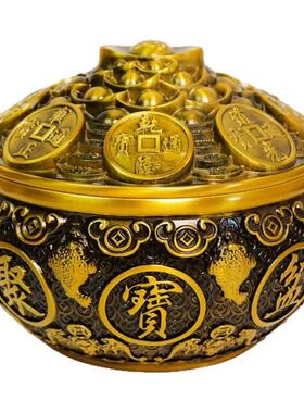 多吉缘黄铜家蟾用创意件金摆聚宝盆砂聚金宝盆