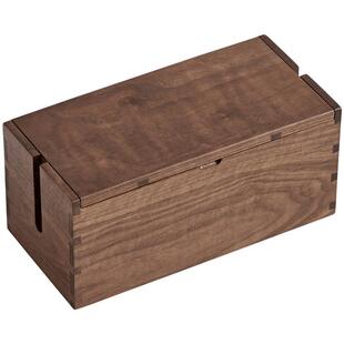 喜起黑胡桃实木排插收纳盒木质桌面插座插线板整理盒装饰集线盒子