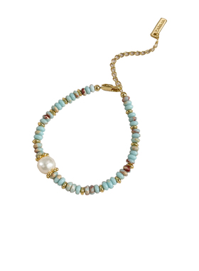 彩色碧玉天然石淡水珍珠项链手链