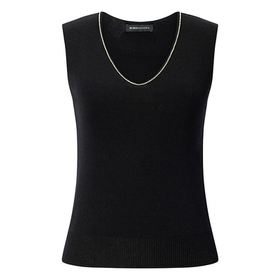 BCBG春夏时尚气质莱赛尔羊毛凉感物语钻饰V领女针织打底背心