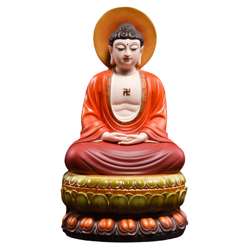 戴玉堂陶瓷摆件《极彩佛光如来佛祖》林建平佛像客厅装饰艺术品