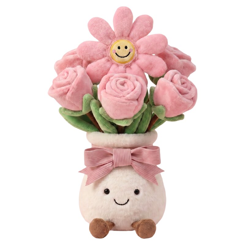 毛绒玫瑰花手捧花玩偶公仔娃娃