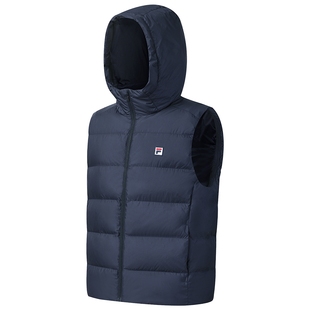 高蓬鹅绒FILA 斐乐官方男羽绒马甲冬季新款网球运动保暖羽绒外套