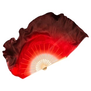 铭记扇子舞蹈扇真丝酒红渐变色双面秧歌扇成人古典舞跳舞演出道具
