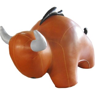 台湾Zuny牛市摆件招财斗牛 手工皮质情人节礼物生日创意个性男生