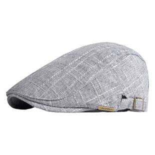 中老年帽子男士贝雷帽男款爸爸亚麻鸭舌帽夏天薄款棉麻防晒前进帽