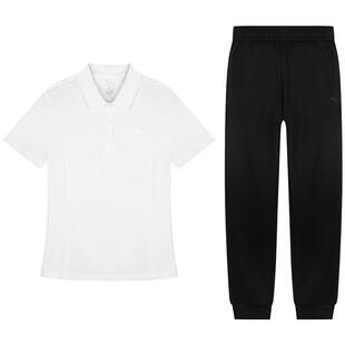 安踏中年妈妈运动套装女夏季透气宽松休闲时尚百搭短袖长裤两件套