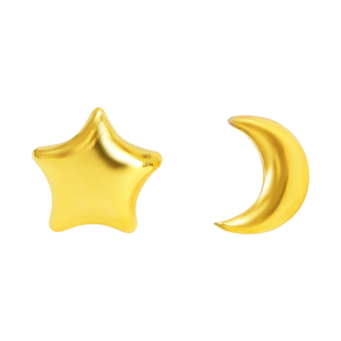 黄金耳钉足金999星星月亮2025新款迷你小直针正品按克耳饰纯金女