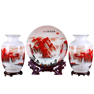 景德镇陶瓷摆件高端家居装饰品客厅博古架瓷器工艺品鸿运当头花瓶