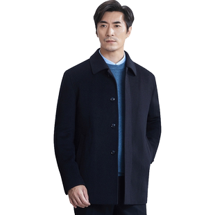 红都冬装中老年男士毛呢大衣中长款加棉加厚爸爸装羊毛呢子男外套