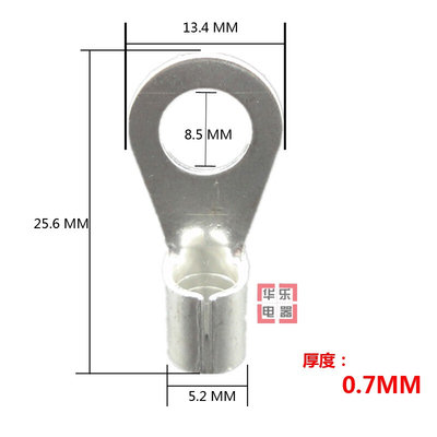 销冷压端子OT108 O型圆形裸端头铜线鼻子镀银接线耳 500只 黄铜厂