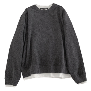 假两件长袖T恤女秋冬磨毛加厚加绒宽松上衣打底衫内搭洋气可外穿