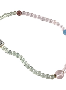 搭配爆款夏款上款水晶手链葡萄石草莓晶马粉多圈设计学生党送闺蜜