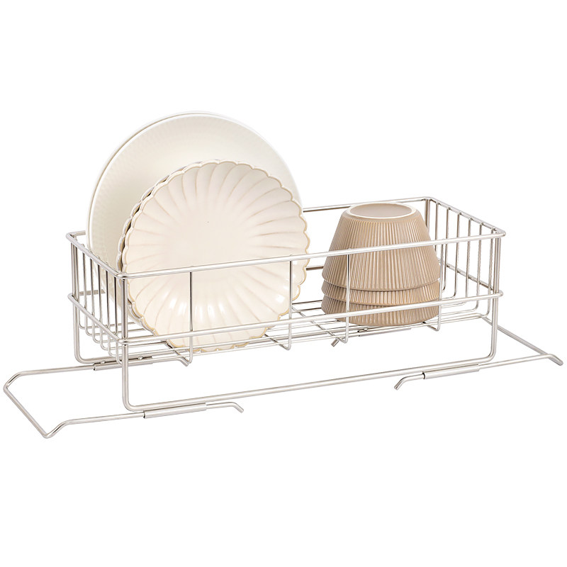 304不锈钢厨房水槽沥水架可伸缩窄边碗碟收纳架 窄款洗碗池置物架