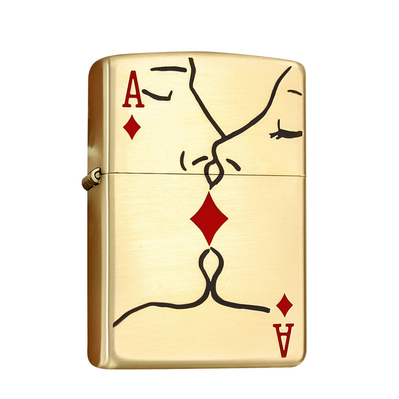 Zippo人生王牌黄铜雕刻男士送礼