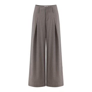 BALIANG「捌樑」柯'stem' 极简式阔腿连腰对褶仿麻直筒裤休闲长裤