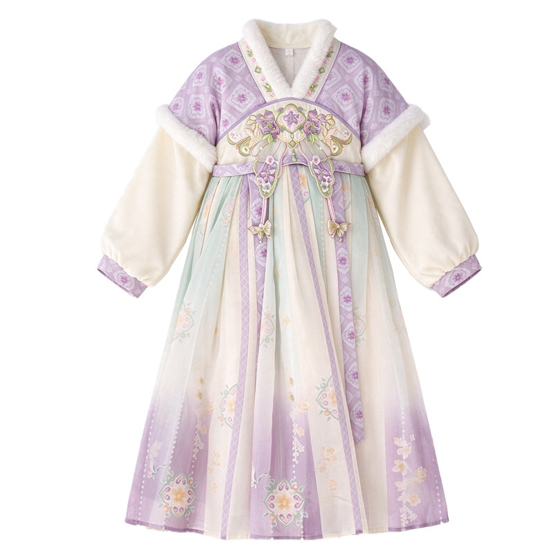 汉服女童2026冬季新款儿童国风仙气加绒公主连衣裙小女孩古风襦裙